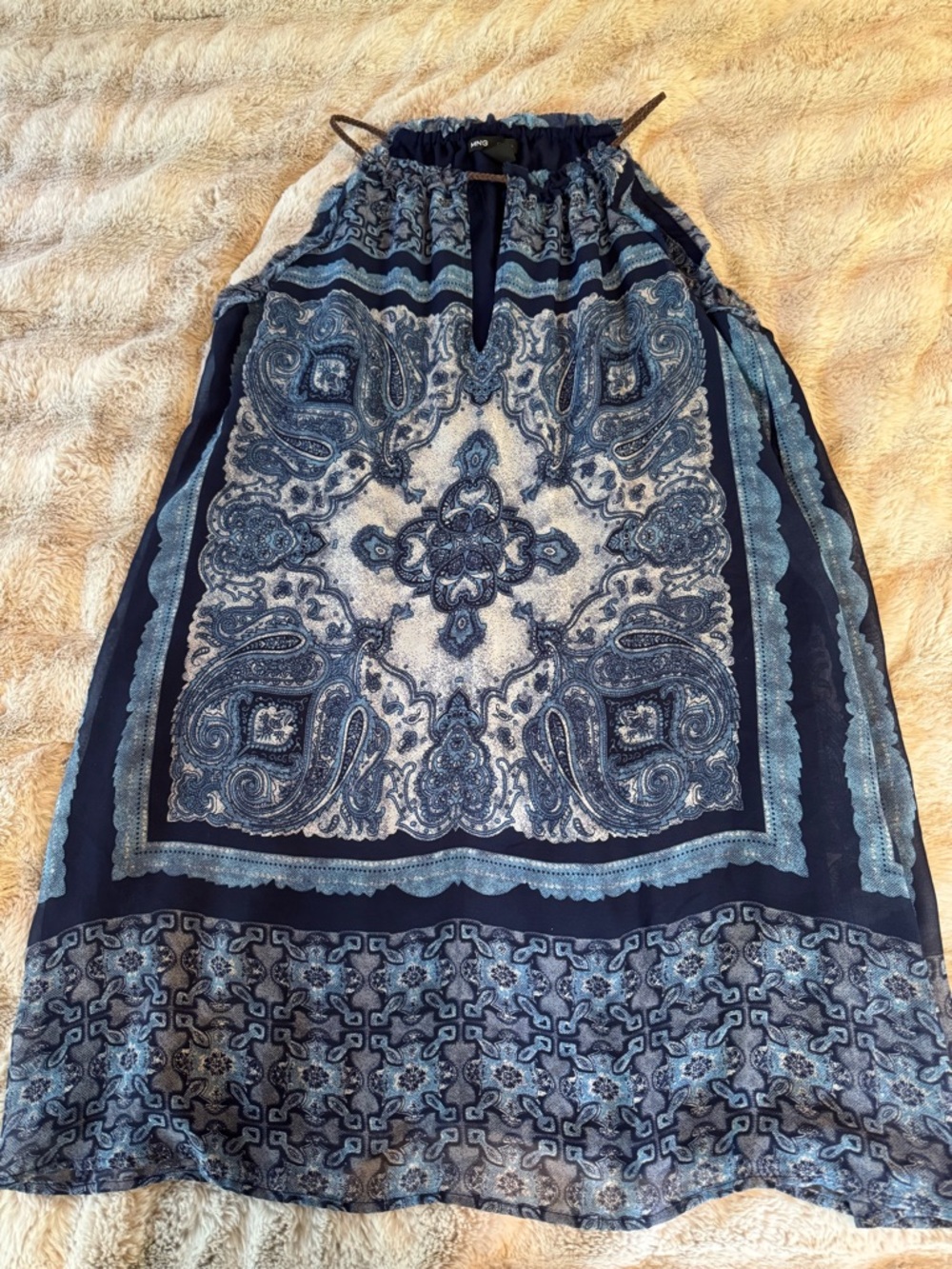 Mango Boho paisley print halter dress S